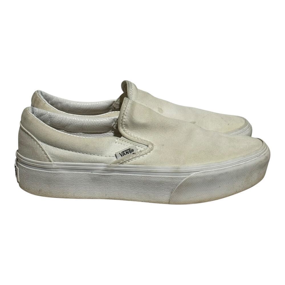 Vans Classic Slip On White Canvas Sneakers Women's 8 Triple White 721356